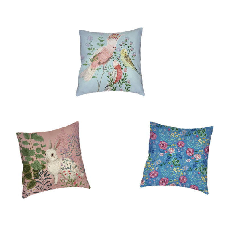 ڿ Ÿ  Ŀ ޻  äο     䳢    Pillowcas /Nature Style Cushion Cover Lark Bird Stepping On Colorful Flowers Branches Fighting